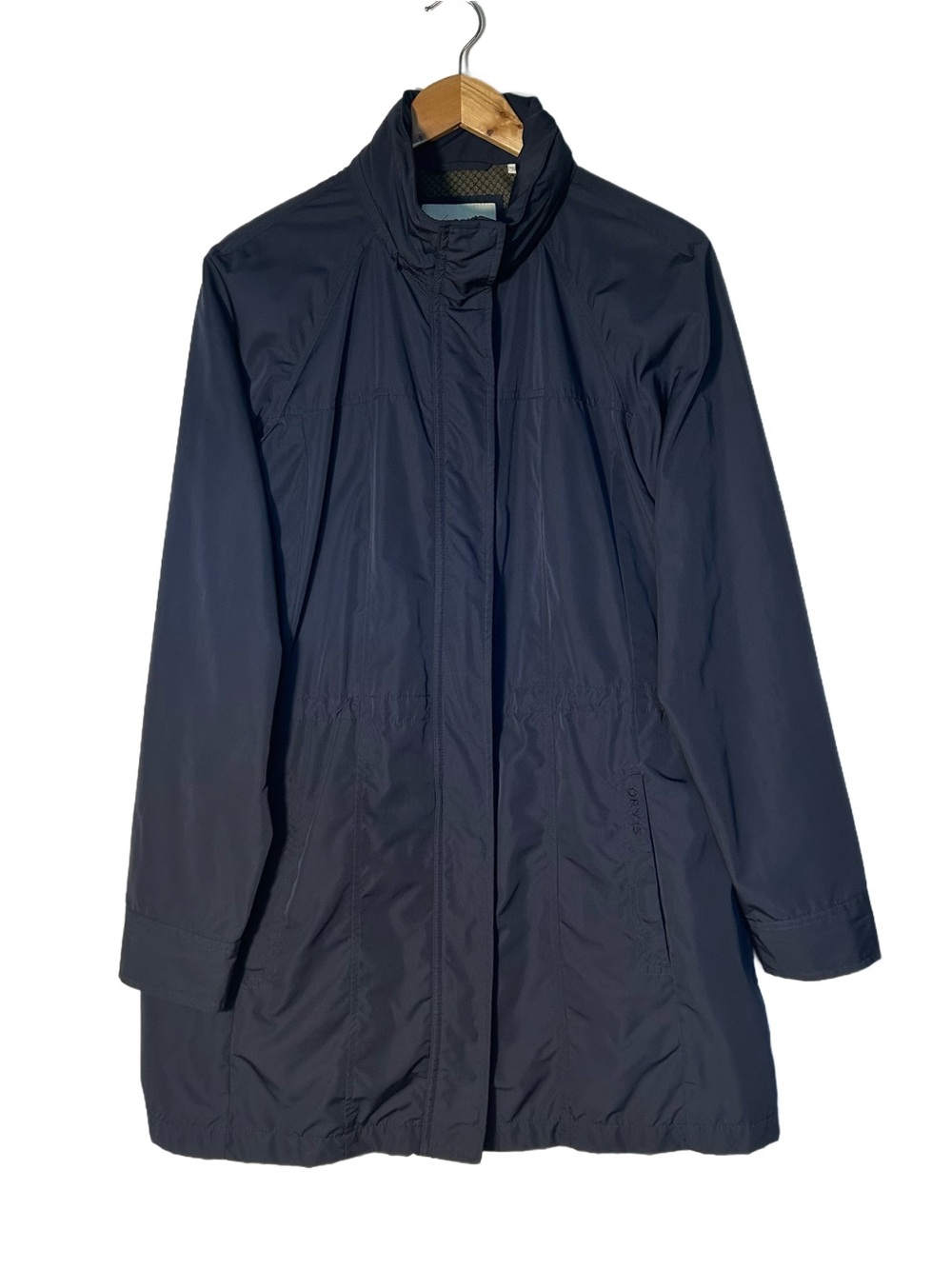 Orvis Coat Size L Pack and Go Navy Women's Trench Packable Rain Outdoor Gorpcore